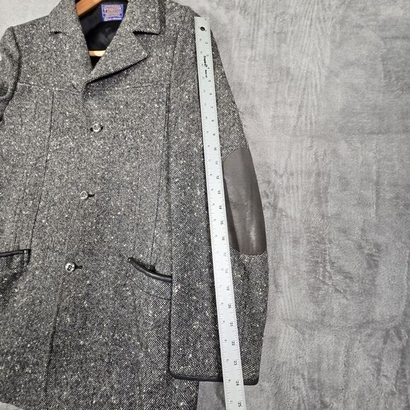 Vintage Pendleton Gray Tweed Wool Tweed Blazer Jacket Men’s 42L Elbow Patch - Picture 8 of 9